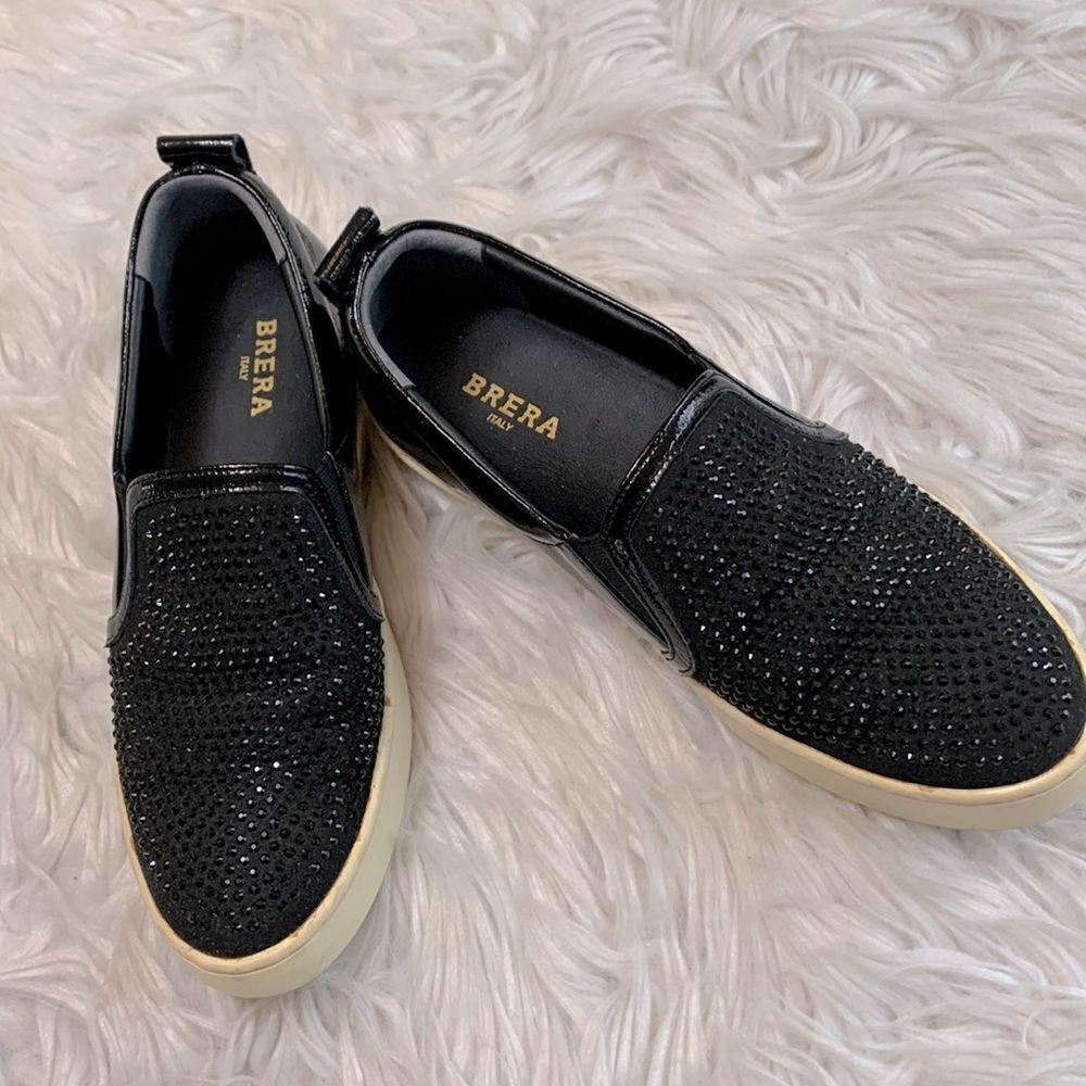BRERA crystal studded vamp and patent leather sneakers black women’s